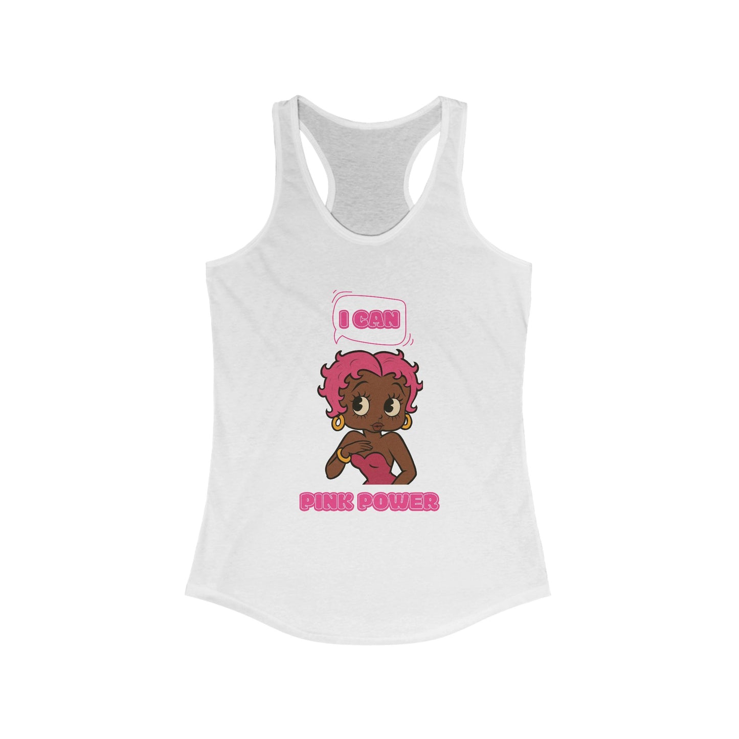Empowering "I Can" Pink Power Women's Racerback Tank, Fun Casual Wear, Summer Fashion, Feminism Apparel