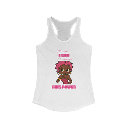 Empowering "I Can" Pink Power Women's Racerback Tank, Fun Casual Wear, Summer Fashion, Feminism Apparel