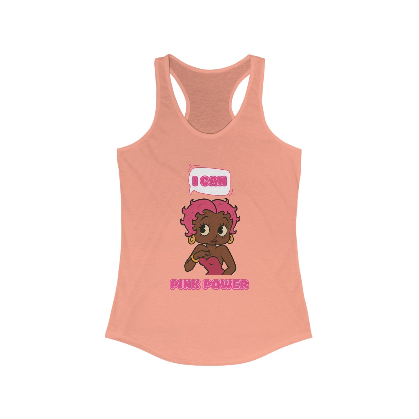 Empowering "I Can" Pink Power Women's Racerback Tank, Fun Casual Wear, Summer Fashion, Feminism Apparel