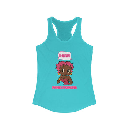 Empowering "I Can" Pink Power Women's Racerback Tank, Fun Casual Wear, Summer Fashion, Feminism Apparel