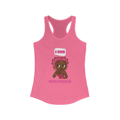 Empowering "I Can" Pink Power Women's Racerback Tank, Fun Casual Wear, Summer Fashion, Feminism Apparel