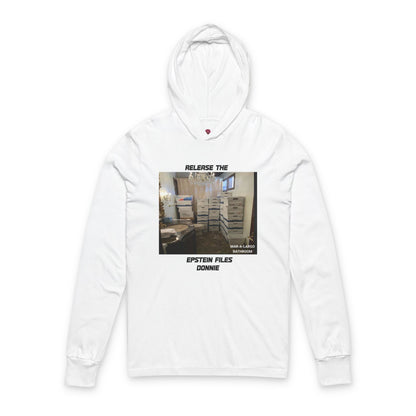 Release The Epstein Files Tee: Unisex Long Sleeve Hooded T-Shirt, Casual Wear, Statement Tee, Funny & Quirky Shirt
