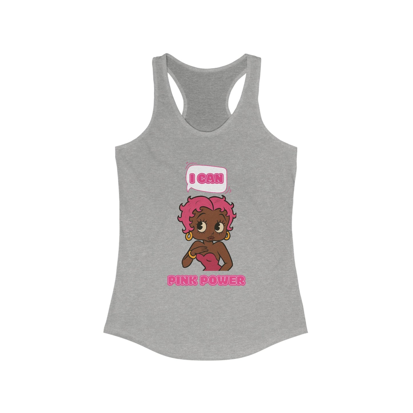 Empowering "I Can" Pink Power Women's Racerback Tank, Fun Casual Wear, Summer Fashion, Feminism Apparel