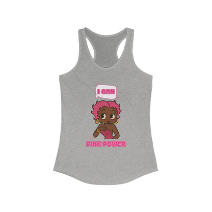 Empowering "I Can" Pink Power Women's Racerback Tank, Fun Casual Wear, Summer Fashion, Feminism Apparel