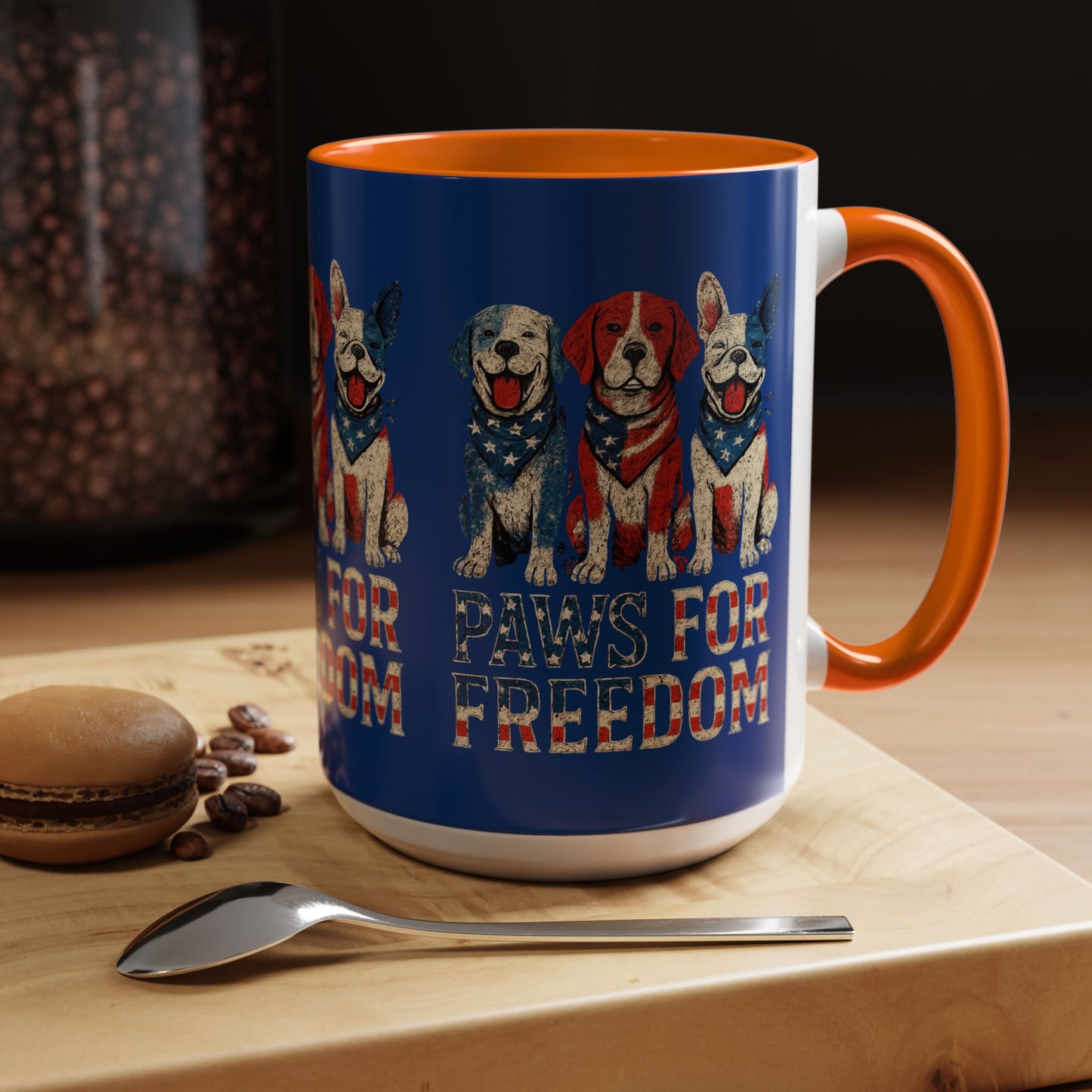 Patriotic Dog Mug - Paws for Freedom, Pet Lover Gift, 4th of July Decoration, Coffee Cup for Dog Owners, Animal Rights Celebration