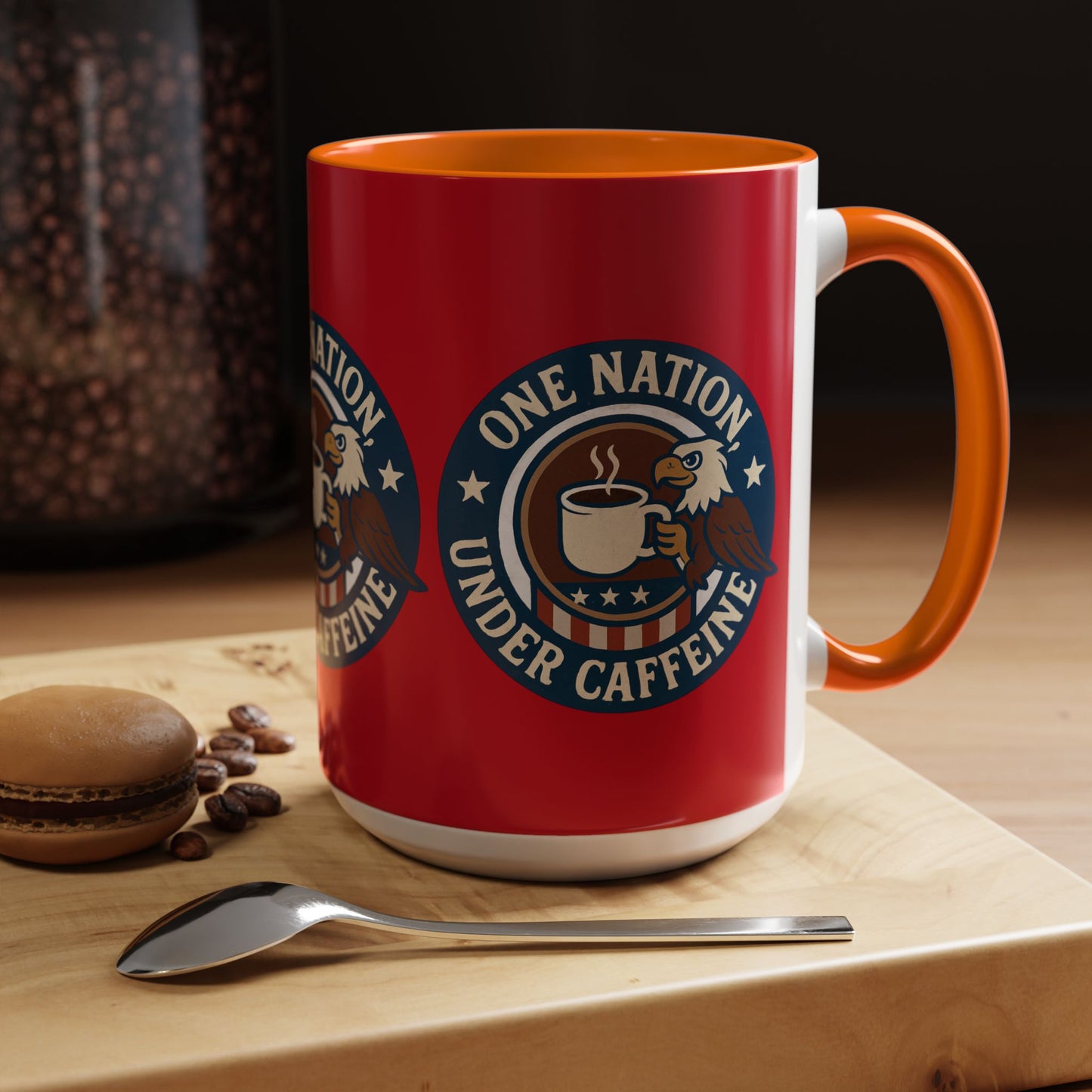 Patriotic Coffee Mug, One Nation Under Caffeine, USA Gift, Americana Mugs, Coffee Lovers Gift, Red White Blue Cup