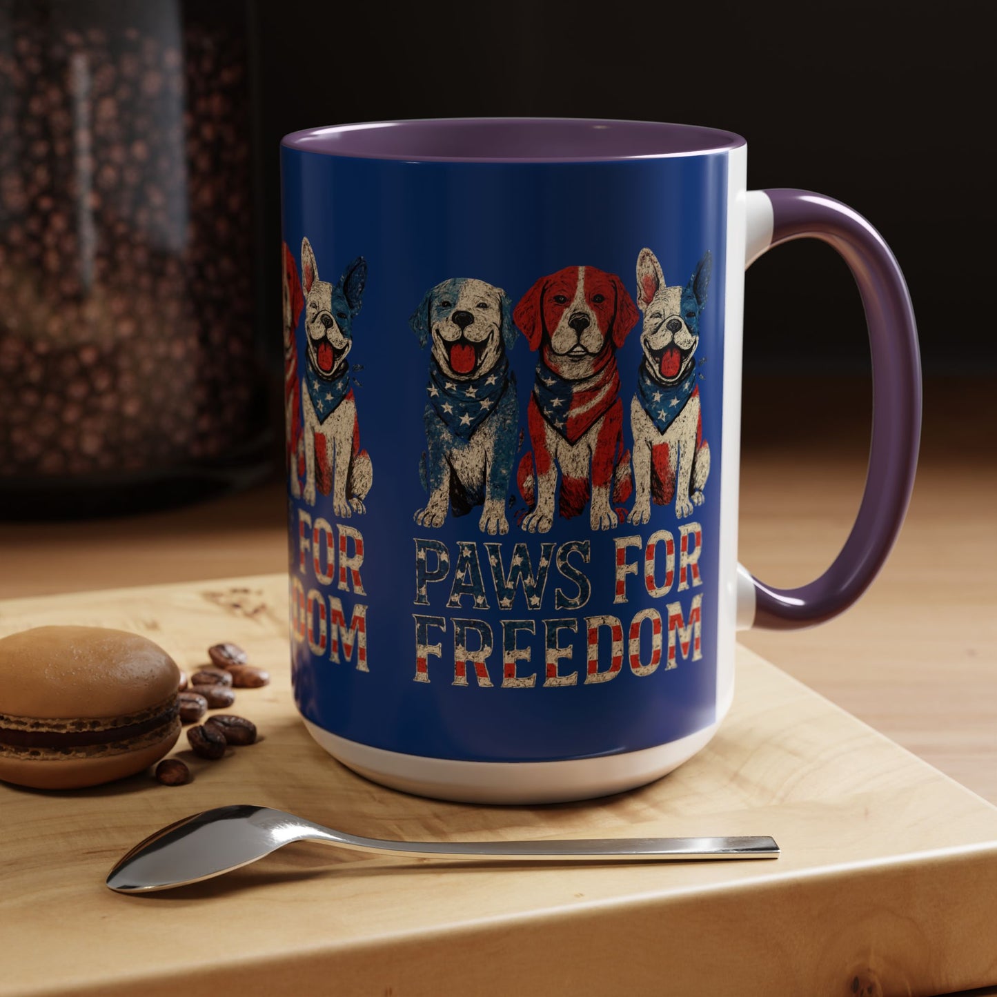 Patriotic Dog Mug - Paws for Freedom, Pet Lover Gift, 4th of July Decoration, Coffee Cup for Dog Owners, Animal Rights Celebration