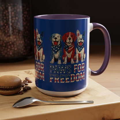 Patriotic Dog Mug - Paws for Freedom, Pet Lover Gift, 4th of July Decoration, Coffee Cup for Dog Owners, Animal Rights Celebration