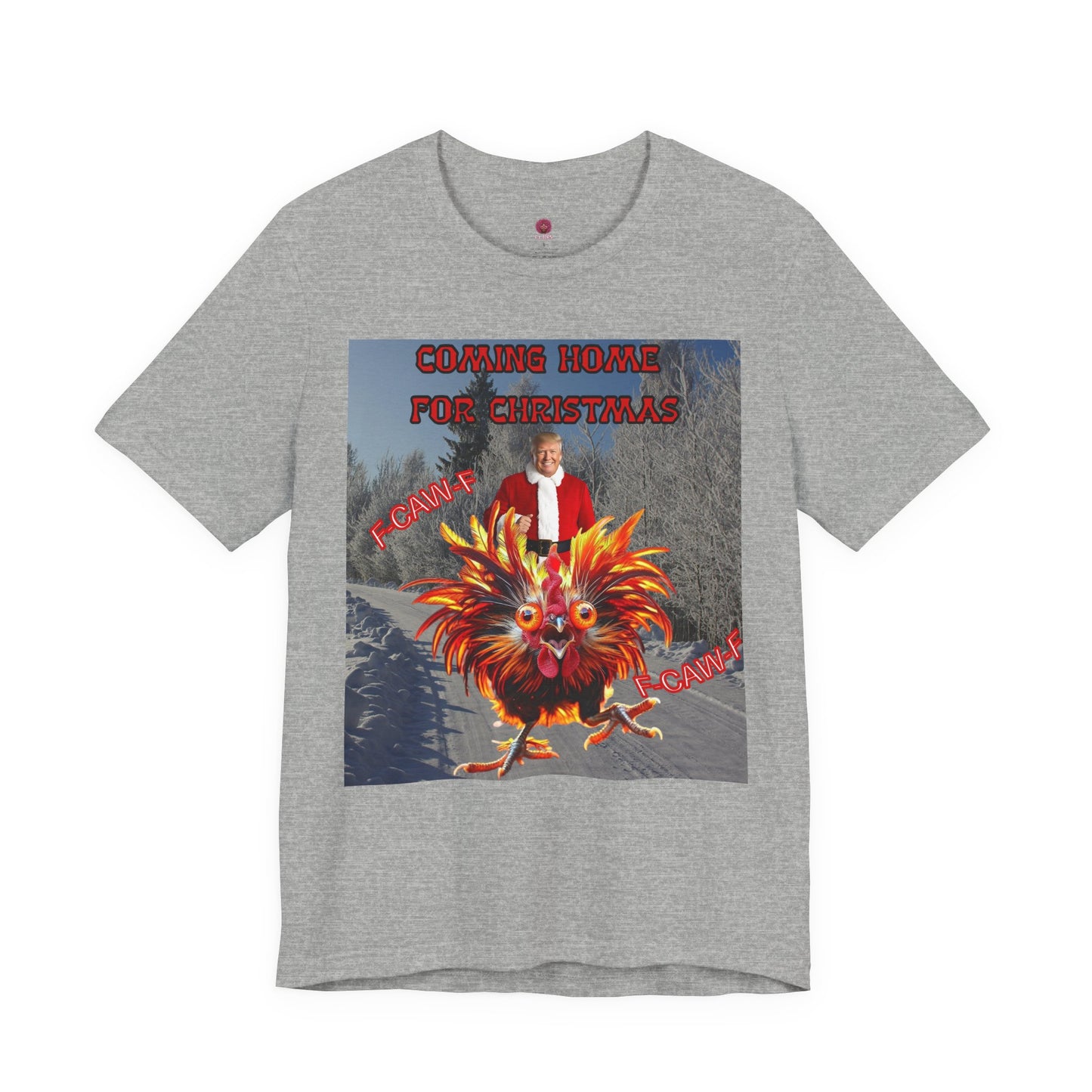 Christmas T‑Shirt “Coming Home for Christmas” with Festive Rooster Design