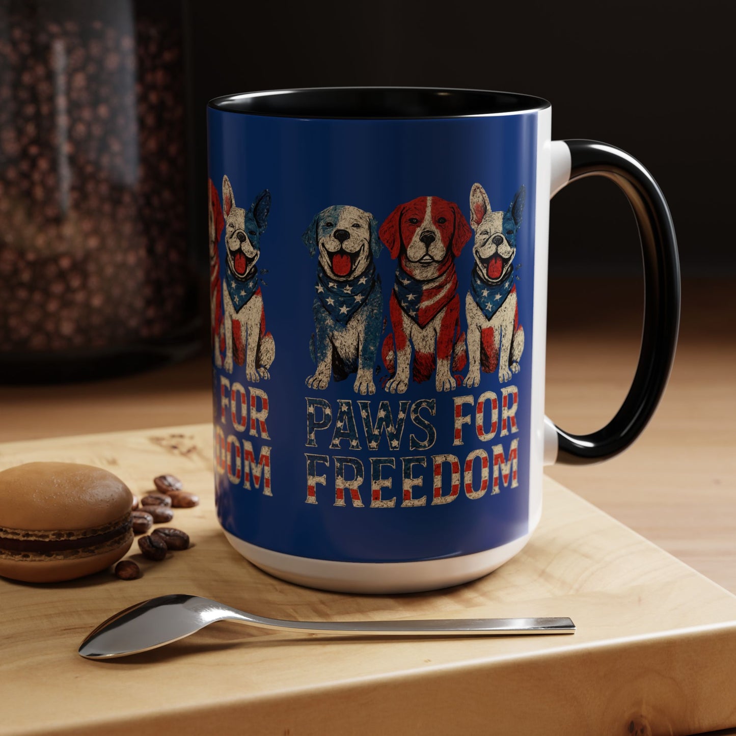Patriotic Dog Mug - Paws for Freedom, Pet Lover Gift, 4th of July Decoration, Coffee Cup for Dog Owners, Animal Rights Celebration