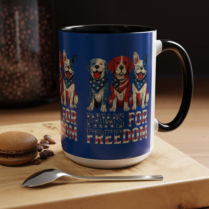 Patriotic Dog Mug - Paws for Freedom, Pet Lover Gift, 4th of July Decoration, Coffee Cup for Dog Owners, Animal Rights Celebration