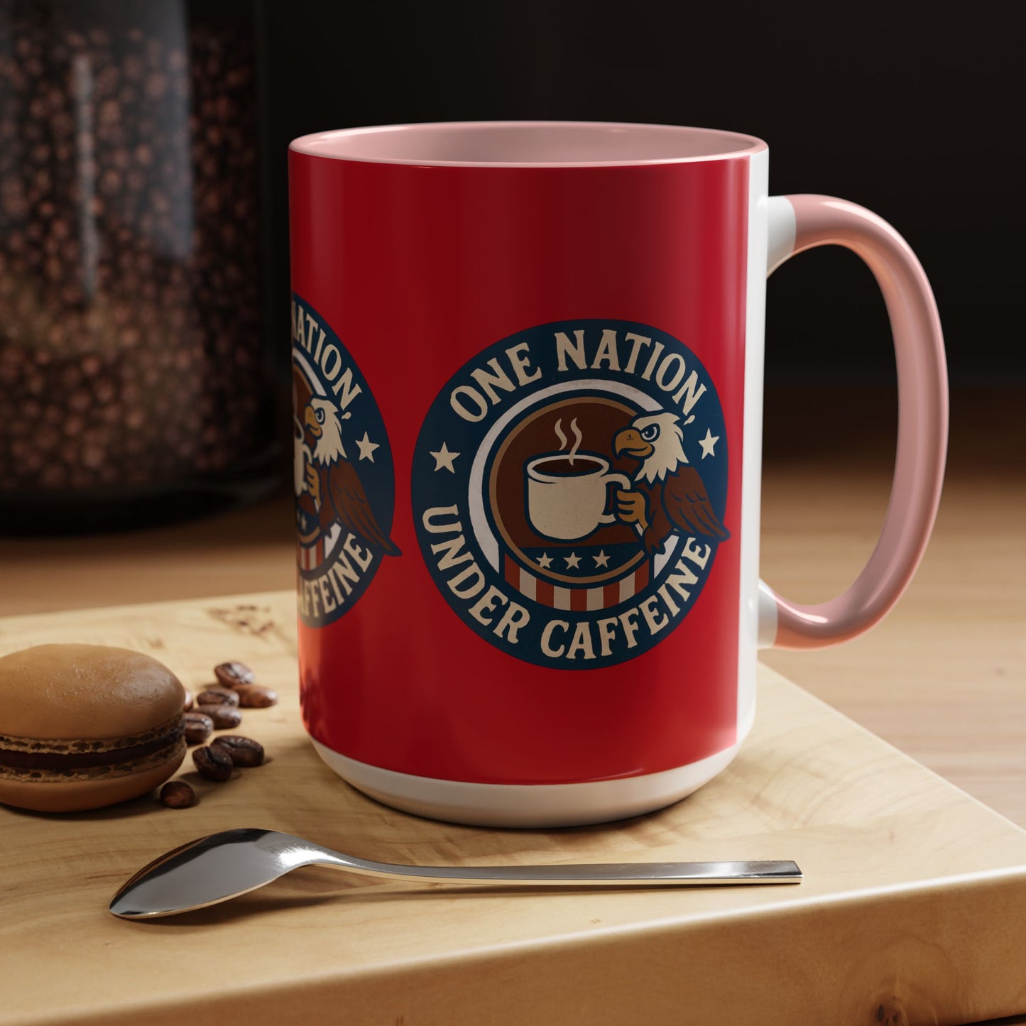 Patriotic Coffee Mug, One Nation Under Caffeine, USA Gift, Americana Mugs, Coffee Lovers Gift, Red White Blue Cup