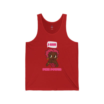 Empowering "I Can" Pink Power  Unisex Graphic Tank Top, Fun Casual Wear, Summer Fashion, Feminism Apparel