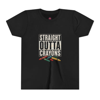 Creative Kid's T-Shirt - Straight Outta Crayons Tee for Young Artists, Perfect for Birthdays, Playdates, Art Parties, Fun Gifts