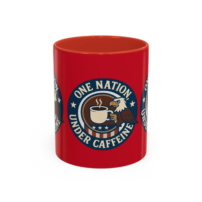 Patriotic Coffee Mug, One Nation Under Caffeine, USA Gift, Americana Mugs, Coffee Lovers Gift, Red White Blue Cup