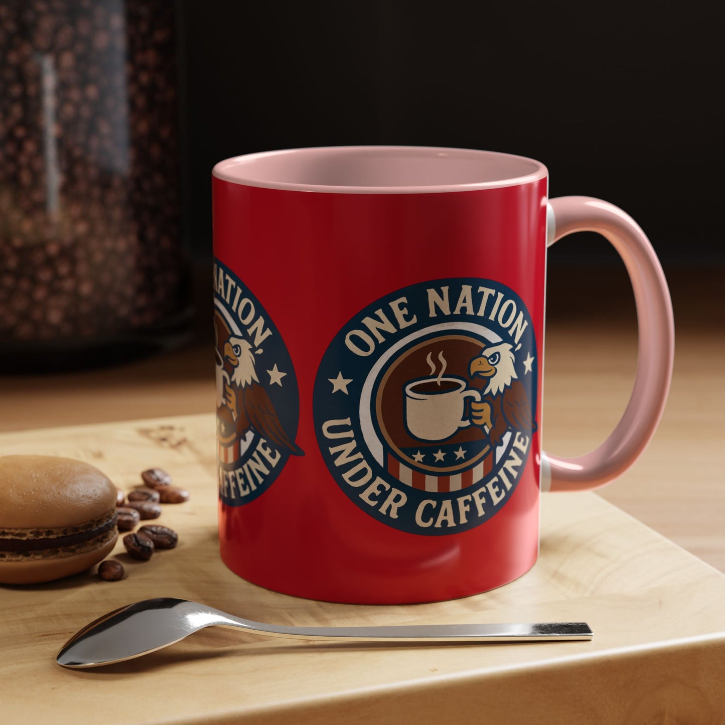 Patriotic Coffee Mug, One Nation Under Caffeine, USA Gift, Americana Mugs, Coffee Lovers Gift, Red White Blue Cup