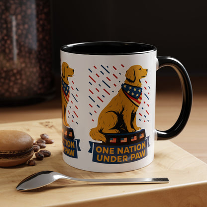 Patriotic Dog Coffee Mug for Dog Lovers, One Nation Under Paw Mug, 4th of July Gift, Animal Lover's Cup, USA Pride Mug