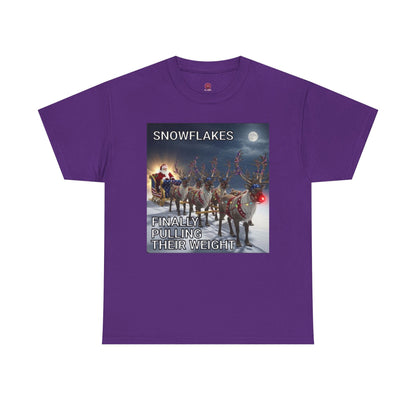 Snowflakes Finally Pulling Their Weight T-Shirt — Funny Santa Reindeer Tee