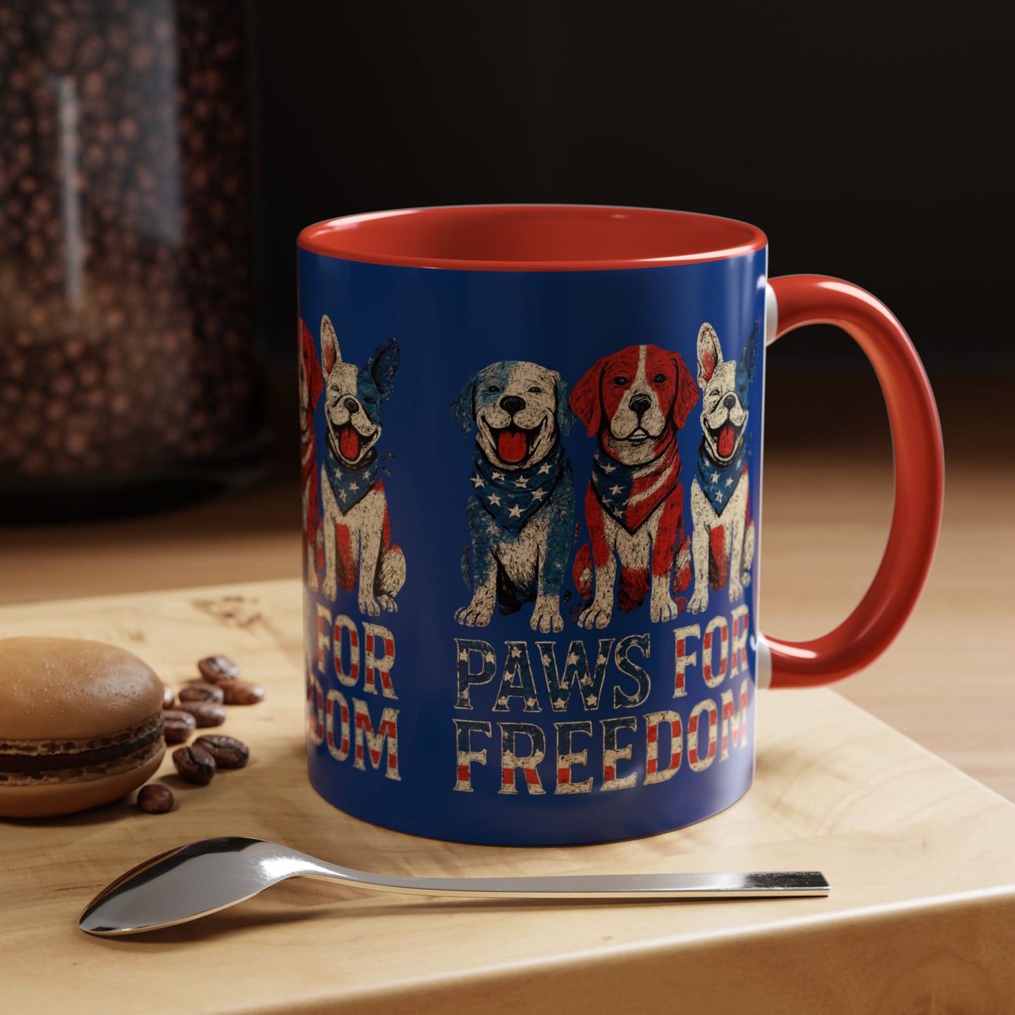 Patriotic Dog Mug - Paws for Freedom, Pet Lover Gift, 4th of July Decoration, Coffee Cup for Dog Owners, Animal Rights Celebration