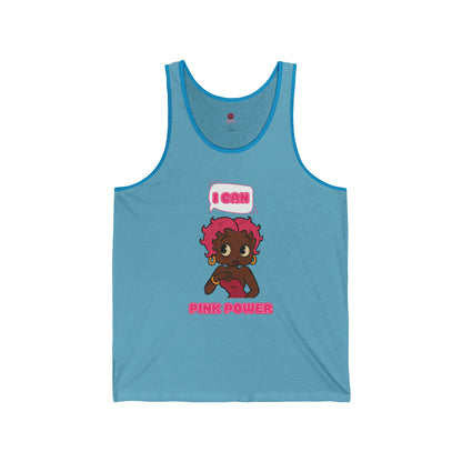Empowering "I Can" Pink Power  Unisex Graphic Tank Top, Fun Casual Wear, Summer Fashion, Feminism Apparel