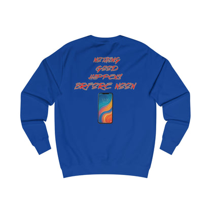 Nothing Good Happens Before Noon, Back Print Sweatshrt  | Casual Wear, Gift for Friends, Birthday Top, Everyday Comfort