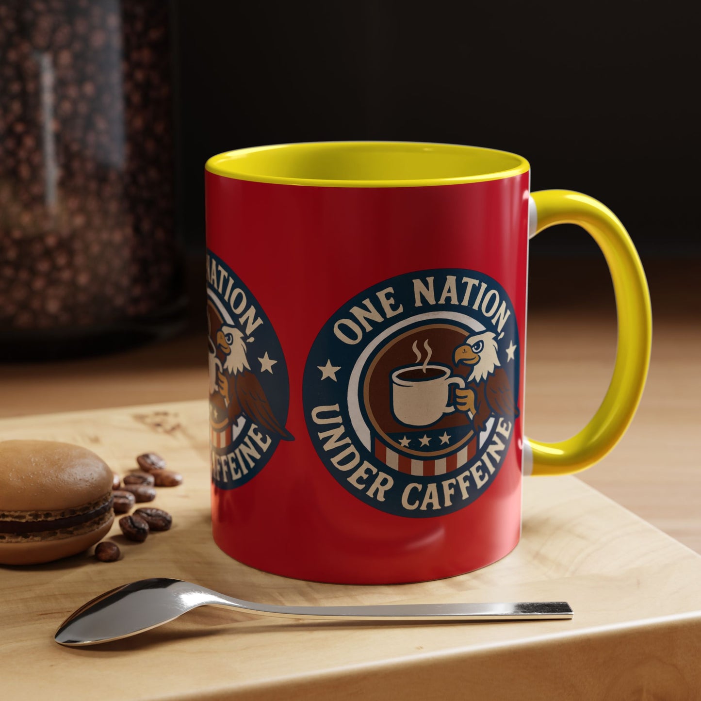 Patriotic Coffee Mug, One Nation Under Caffeine, USA Gift, Americana Mugs, Coffee Lovers Gift, Red White Blue Cup