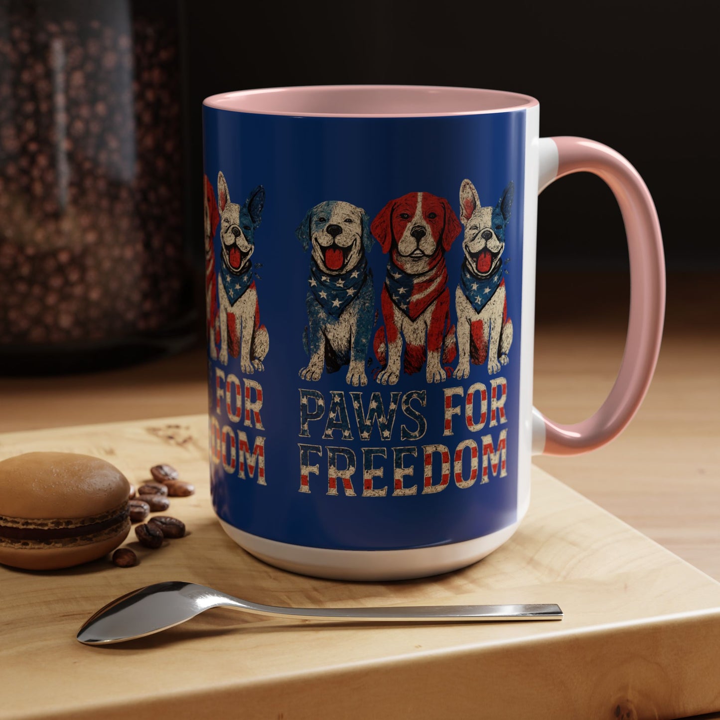 Patriotic Dog Mug - Paws for Freedom, Pet Lover Gift, 4th of July Decoration, Coffee Cup for Dog Owners, Animal Rights Celebration