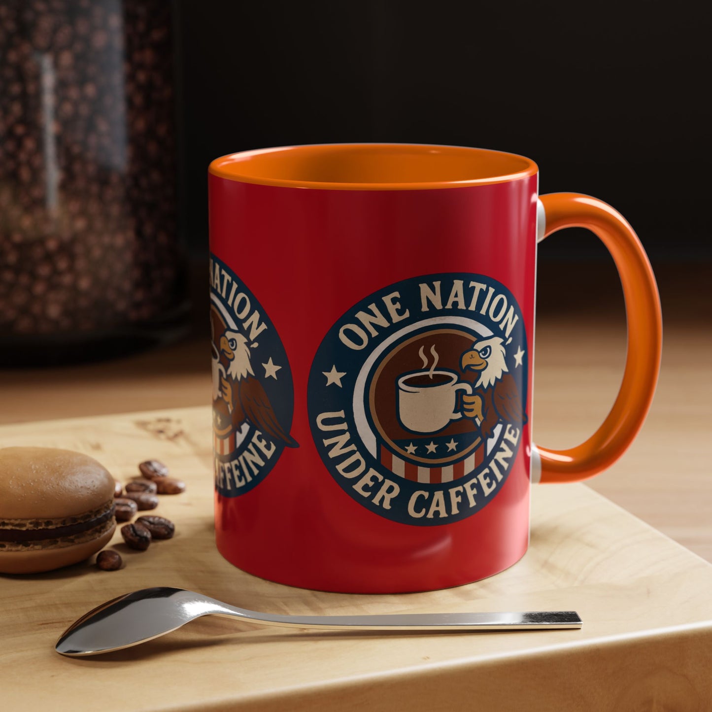 Patriotic Coffee Mug, One Nation Under Caffeine, USA Gift, Americana Mugs, Coffee Lovers Gift, Red White Blue Cup