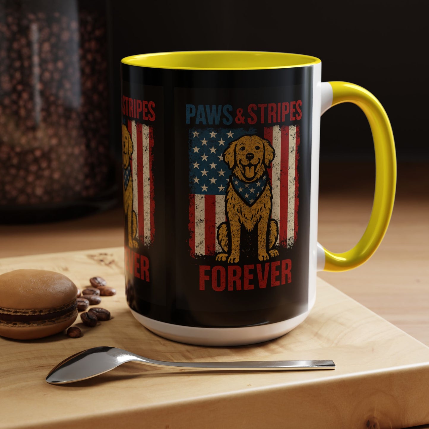 Dog Lover's Paws & Stripes Coffee Mug - Forever Loyal Pet Gift, 4th of July, Patriotic Dog Decor, Unique Pet Owner Mug
