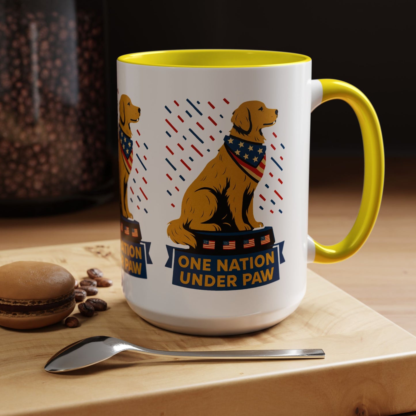 Patriotic Dog Coffee Mug for Dog Lovers, One Nation Under Paw Mug, 4th of July Gift, Animal Lover's Cup, USA Pride Mug