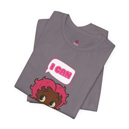 Empowering "I Can" Pink Power Tee, Unisex Graphic T-Shirt, Fun Casual Wear, Summer Fashion, Feminism Apparel