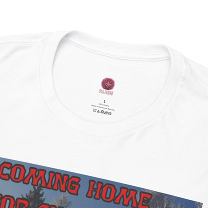 Christmas Chicken T‑Shirt — “F-Caw-F Home for Christmas” Funny Holiday Tee