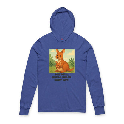Playful Kangaroo Vibe "I Will Fuck Your Shit Up" Long Sleeve Hooded Tee, Animal Lovers, Gift for Kids, Humor Shirt