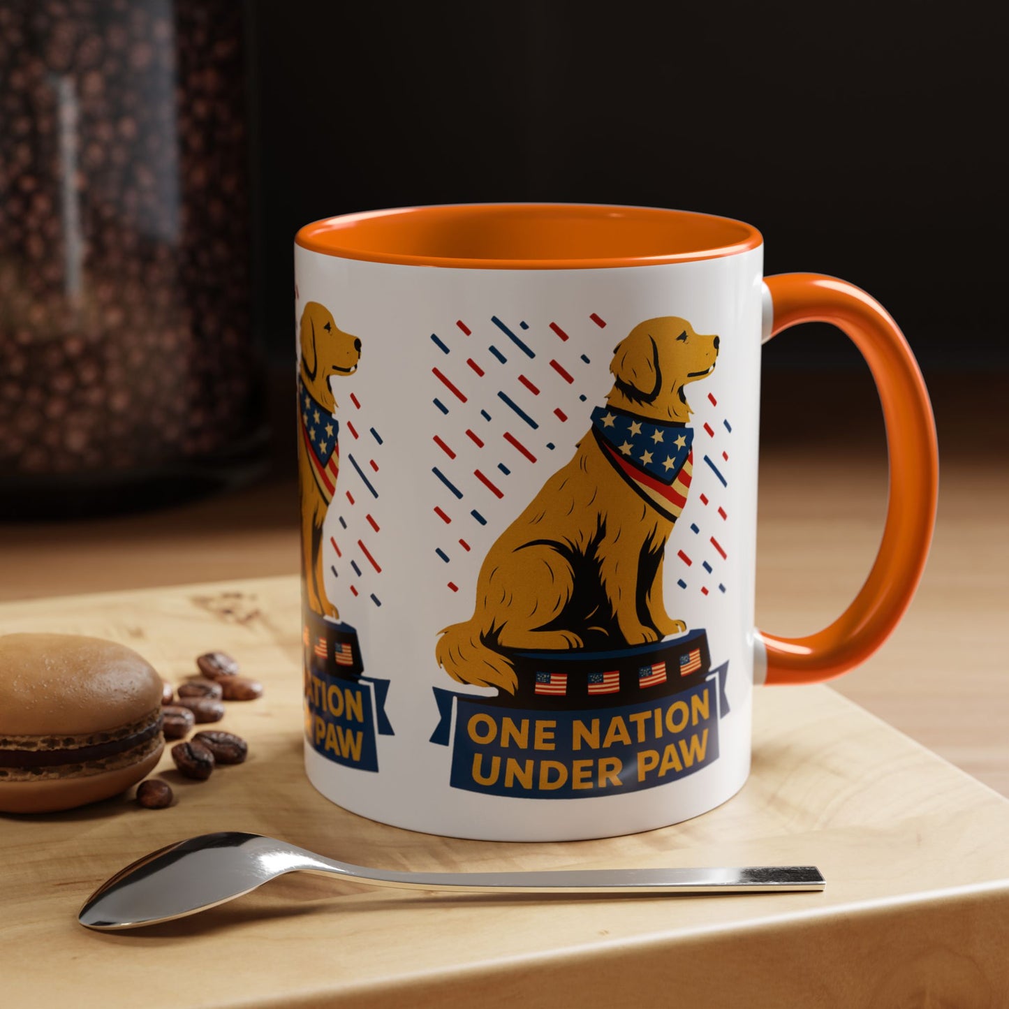 Patriotic Dog Coffee Mug for Dog Lovers, One Nation Under Paw Mug, 4th of July Gift, Animal Lover's Cup, USA Pride Mug