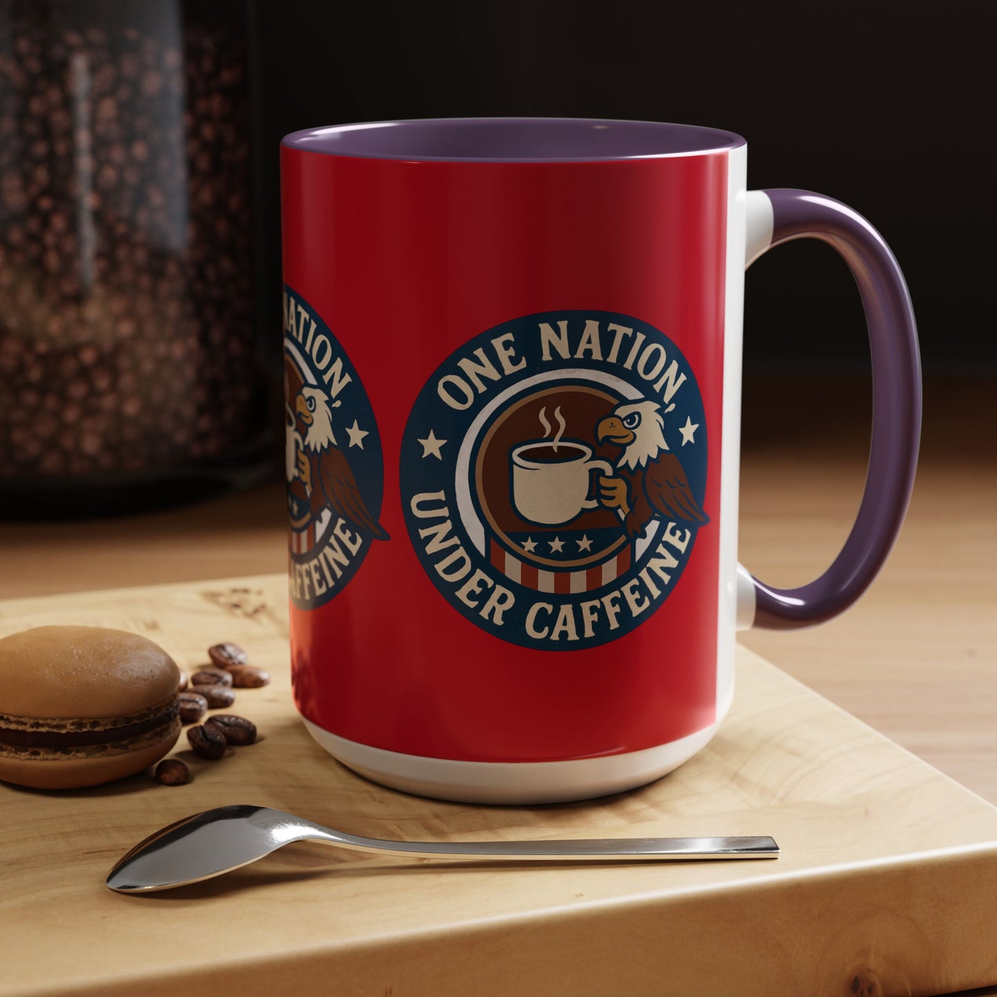 Patriotic Coffee Mug, One Nation Under Caffeine, USA Gift, Americana Mugs, Coffee Lovers Gift, Red White Blue Cup