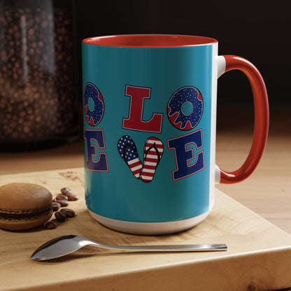 Patriotic Love Coffee Mug | 4th of July Gift, Fun Kitchen Decor, Custom Drinkware for Coffee Lovers, Unique Gift Idea