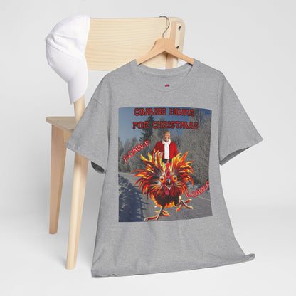 Christmas Chicken T‑Shirt — “F-Caw-F Home for Christmas” Funny Holiday Tee