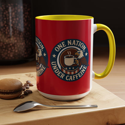 Patriotic Coffee Mug, One Nation Under Caffeine, USA Gift, Americana Mugs, Coffee Lovers Gift, Red White Blue Cup
