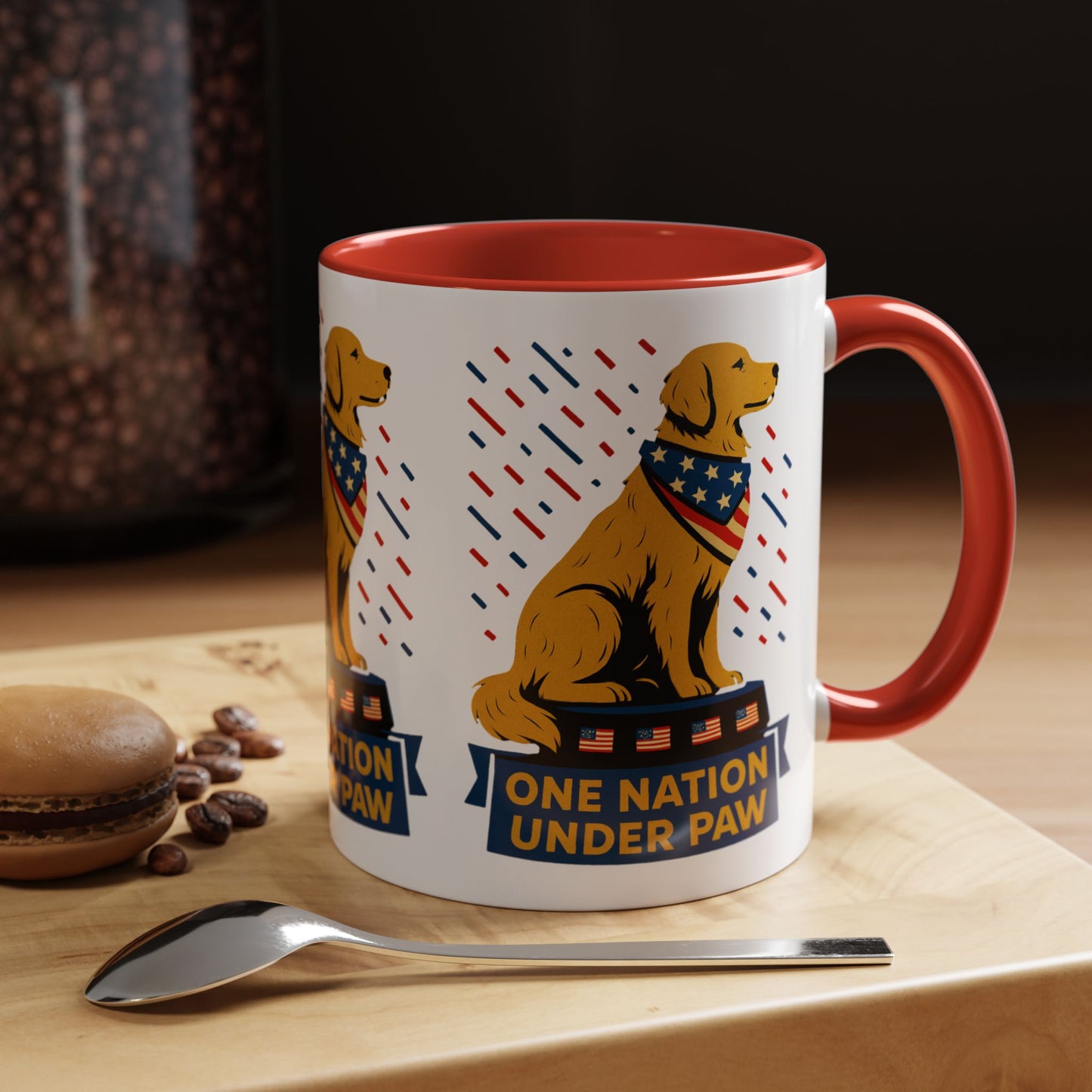 Patriotic Dog Coffee Mug for Dog Lovers, One Nation Under Paw Mug, 4th of July Gift, Animal Lover's Cup, USA Pride Mug