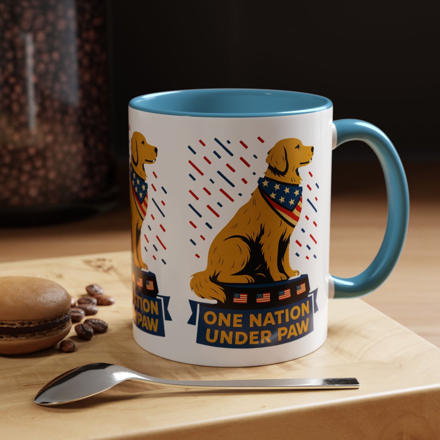 Patriotic Dog Coffee Mug for Dog Lovers, One Nation Under Paw Mug, 4th of July Gift, Animal Lover's Cup, USA Pride Mug