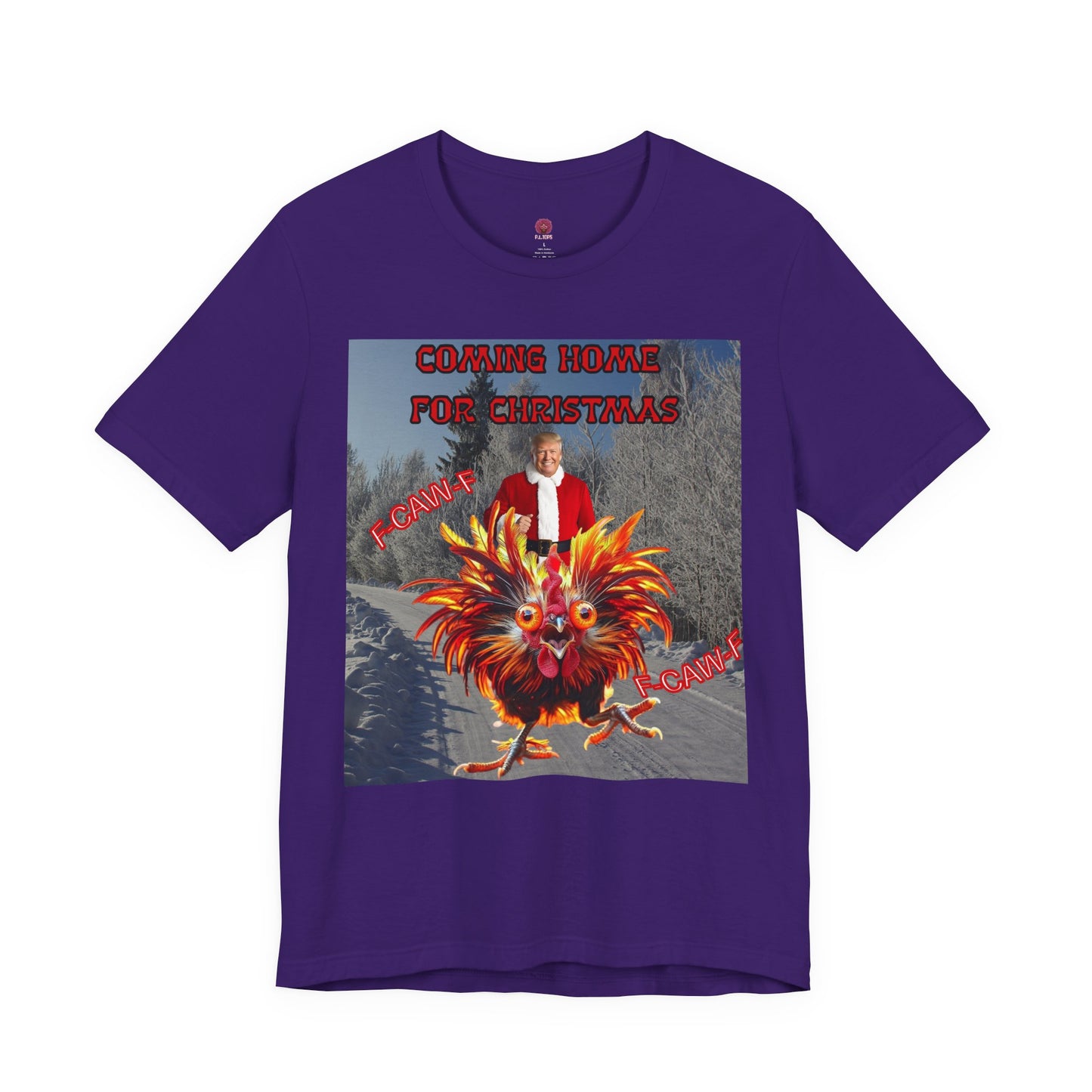 Christmas T‑Shirt “Coming Home for Christmas” with Festive Rooster Design