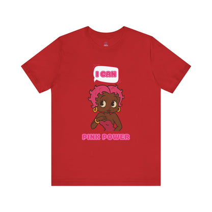 Empowering "I Can" Pink Power Tee, Unisex Graphic T-Shirt, Fun Casual Wear, Summer Fashion, Feminism Apparel