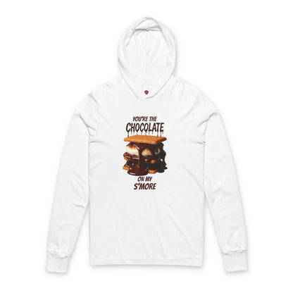You're the Chocolate On My S'more Unisex  Long Sleeve hooded T=Shirt | Gift for Foodies, or Campfire Nights