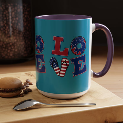 Patriotic Love Coffee Mug | 4th of July Gift, Fun Kitchen Decor, Custom Drinkware for Coffee Lovers, Unique Gift Idea