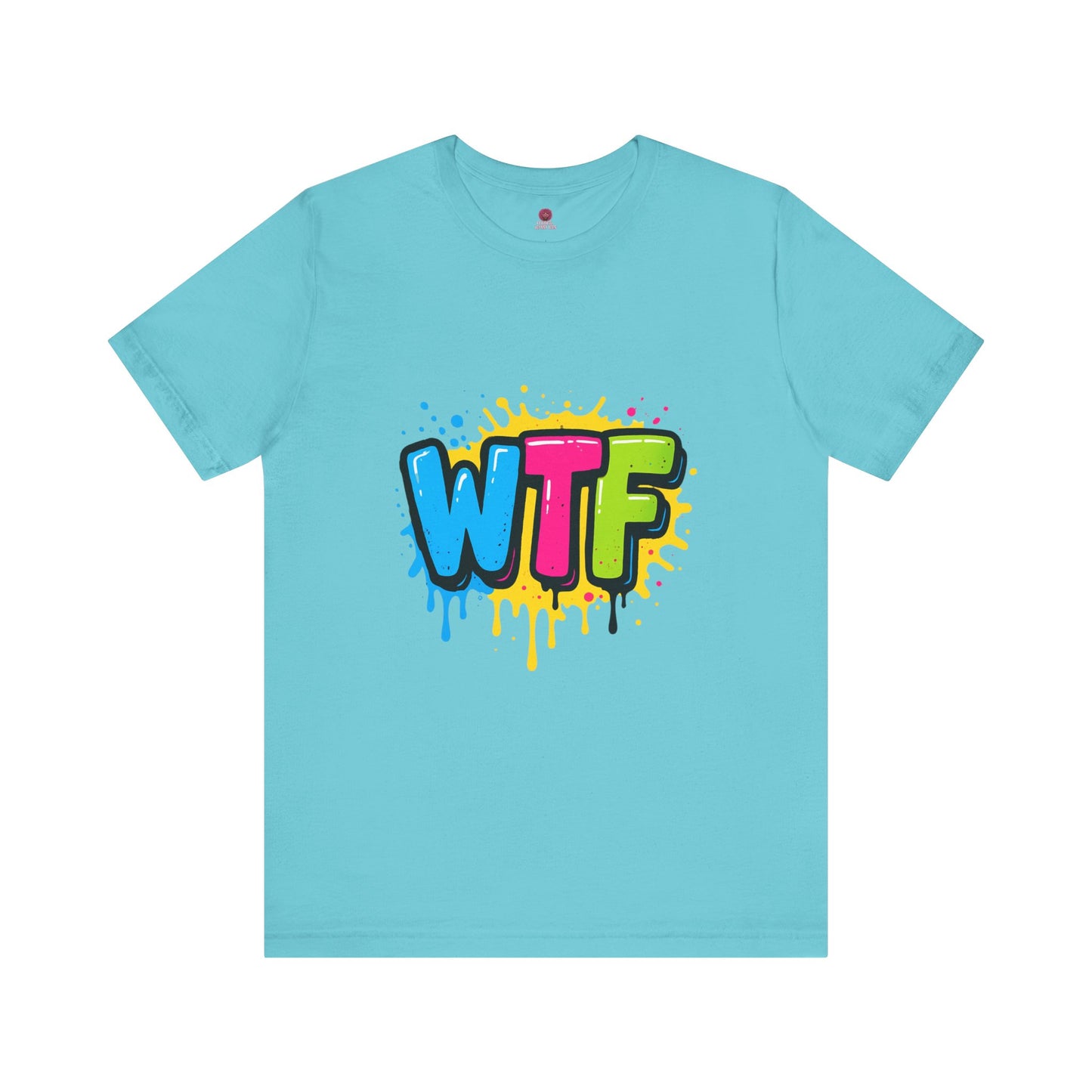 Colorful  Back & Front Graphic WTF Tee, Vibrant Unisex Shirt, Fun Casual Wear, Streetwear Style, Everyday Comfort Tee