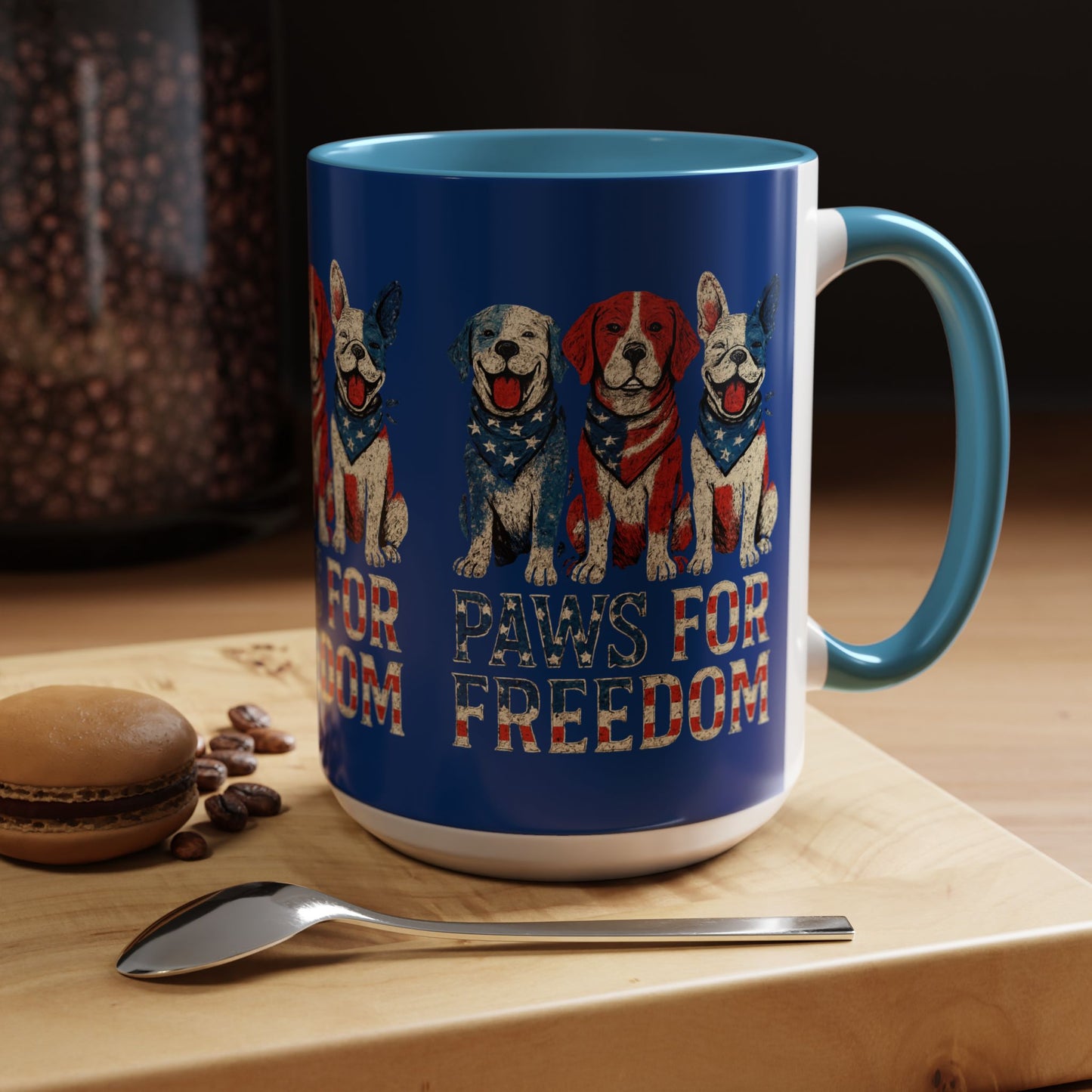 Patriotic Dog Mug - Paws for Freedom, Pet Lover Gift, 4th of July Decoration, Coffee Cup for Dog Owners, Animal Rights Celebration