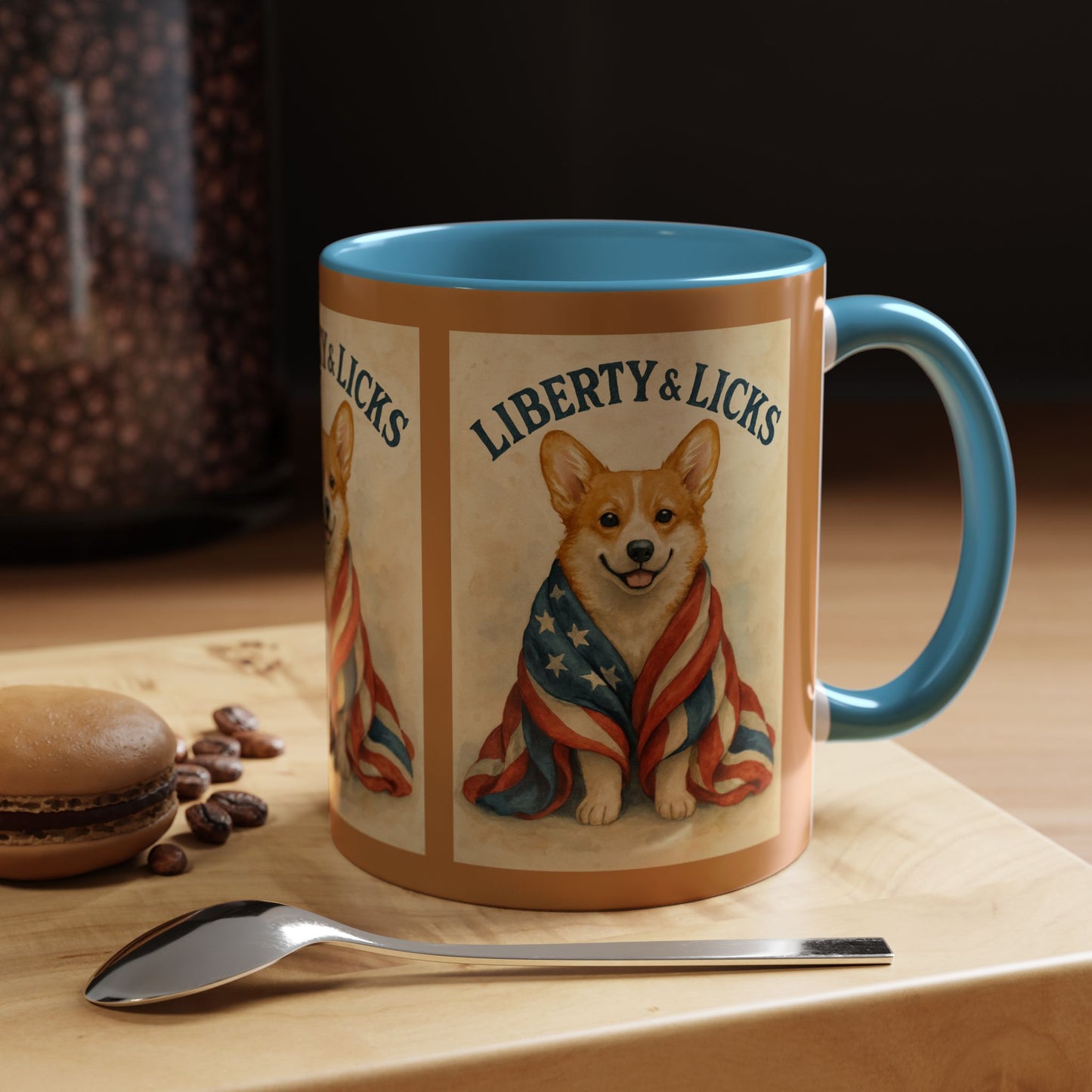 Liberty & Licks Corgi Mug | Cute Coffee Cup | Dog Lover Gift | Patriotic Drinkware | American Dog Mug | Animal Lover's Coffee Mug