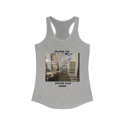 Release The Epstein Files Tee: Women's Racerback Tank Top, Casual Wear, Statement Tee, Funny & Quirky Shirt