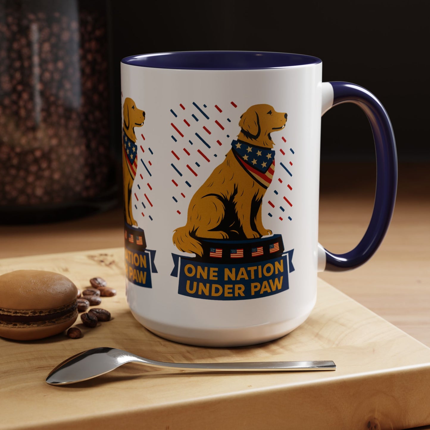Patriotic Dog Coffee Mug for Dog Lovers, One Nation Under Paw Mug, 4th of July Gift, Animal Lover's Cup, USA Pride Mug