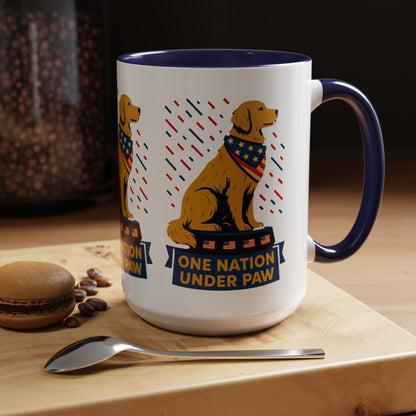 Patriotic Dog Coffee Mug for Dog Lovers, One Nation Under Paw Mug, 4th of July Gift, Animal Lover's Cup, USA Pride Mug